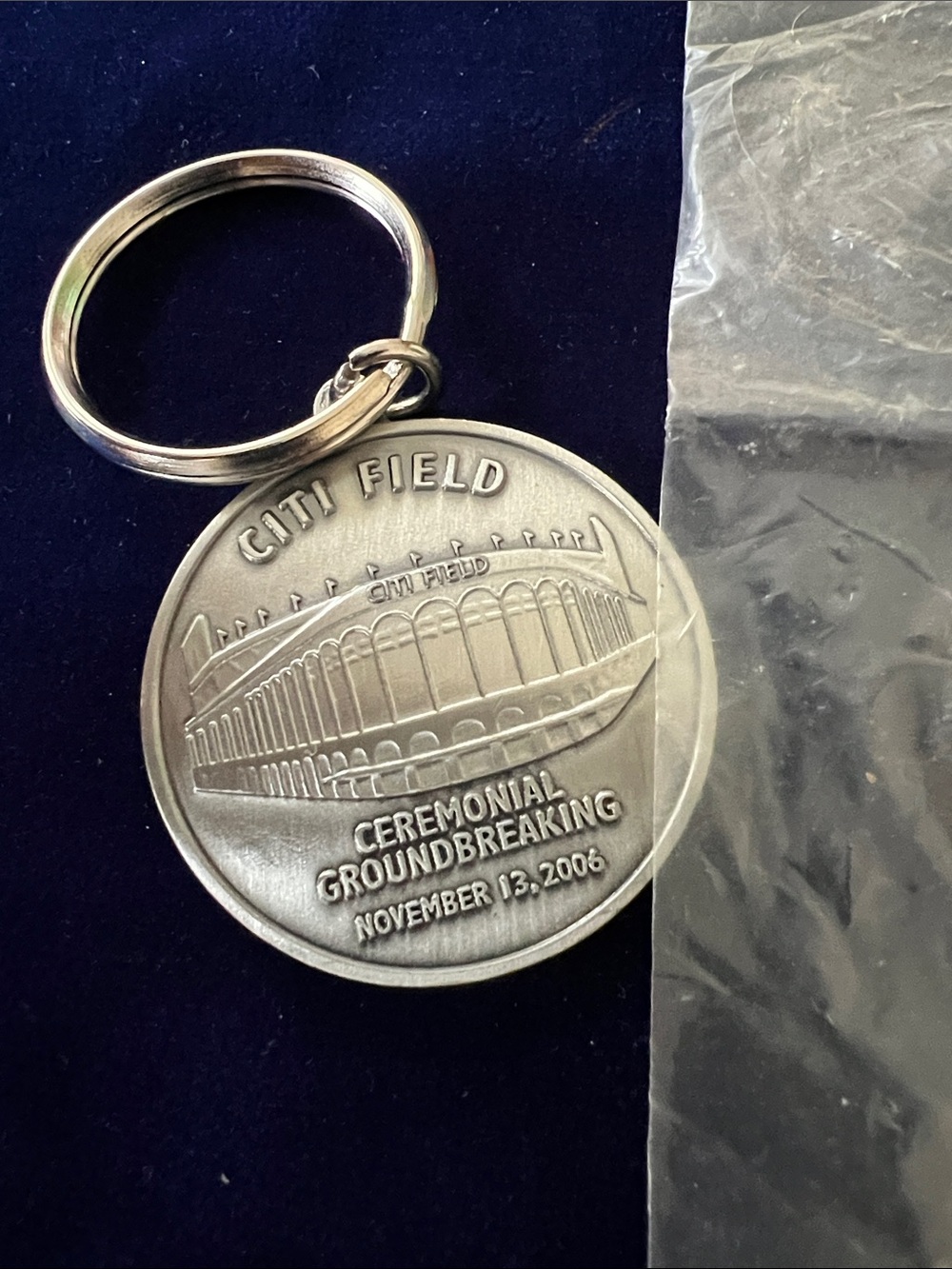 Citi Field Silver Metal Keychain - Ceremonial Groundbreaking Design